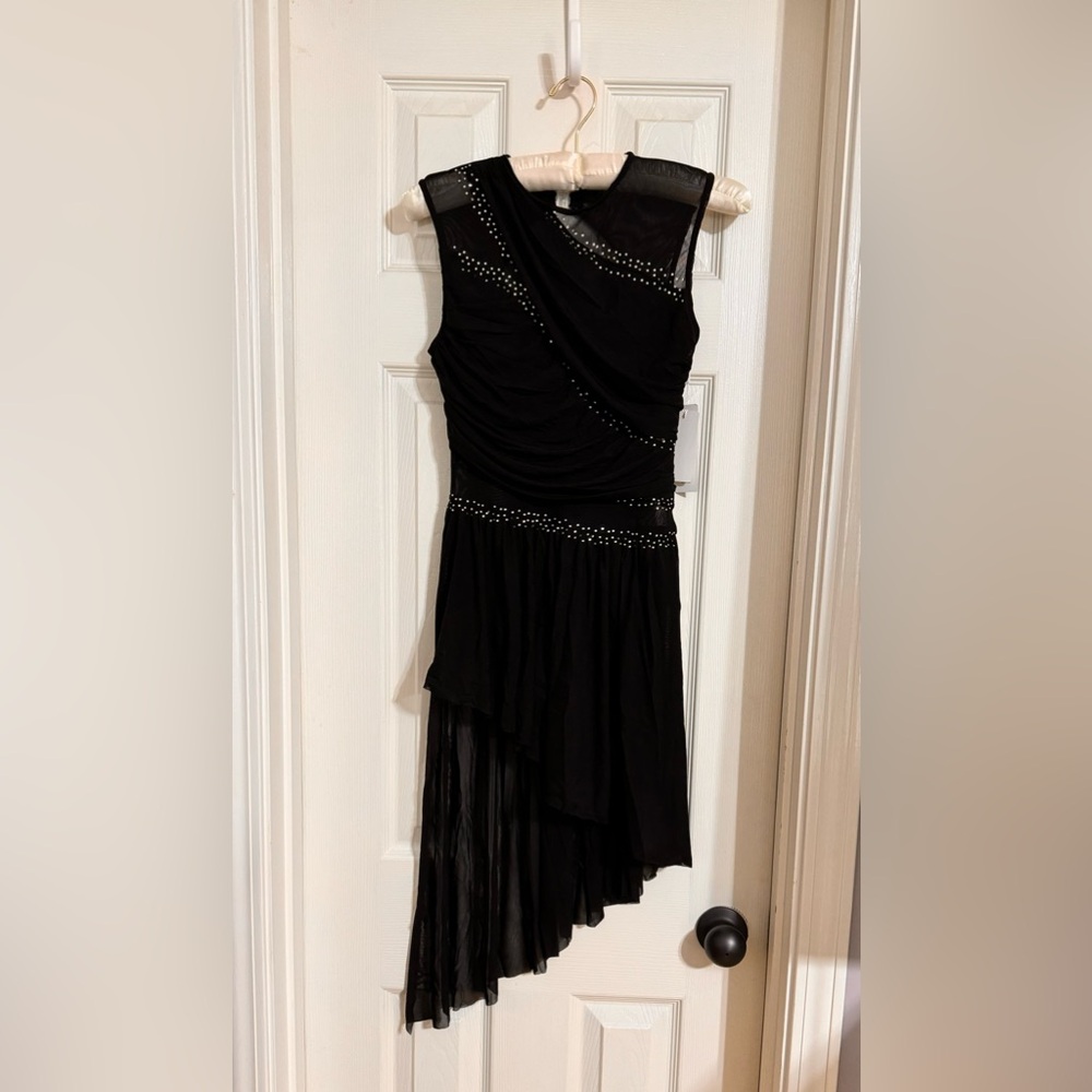 iEFiEL Dancewear S Black Leotard Pull-on with gemstones cascading skirt - Picture 10 of 15